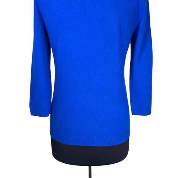 Talbots Women’s Sweater Medium 100% Cashmere Royal Blue 3/4 Sleeve Soft Knit - Picture 8 of 8